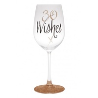 Rose Gold Wine Glass - 30 Wishes