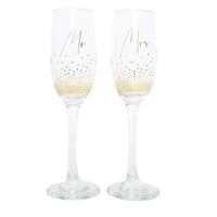 Wedding Champagne Flute Set by Splosh - Mr & Mrs