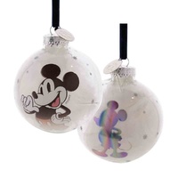 Disney D100 Christmas By Widdop And Co Glass Bauble - Mickey Mouse