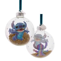 Disney D100 Christmas By Widdop And Co Glass Bauble - Stitch