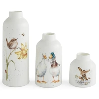 Royal Worcester Wrendale Designs Vases - Bird, Ducks, Donkey (Set of 3)