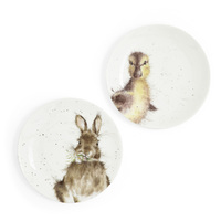 Royal Worcester Wrendale Designs Coupe Plate - Duckling & Bunny Set Of 2