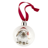 Royal Worcester Wrendale Christmas Bauble - Ho Ho Ho Rabbit