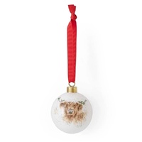 Royal Worcester Wrendale Christmas Bauble - Highland Cow Highland Star