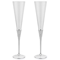 Whitehill Barware - Toasting Flutes with Silver Band (Set of 2)