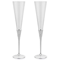 Whitehill Barware - Toasting Flutes with Silver Band (Set of 2)