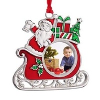 Whitehill Christmas - Santa in Sleigh Photo Frame Hanging Ornament