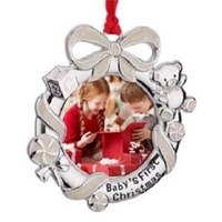 Whitehill Christmas - Baby's First Christmas Wreath Photo Frame Hanging Ornament