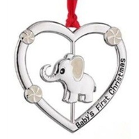 Whitehill Christmas - Baby's First Christmas Wreath with Elephant Hanging Ornament