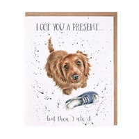 Wrendale Designs Greeting Card - I got you a Present… but then I ate it