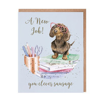 Wrendale Designs The Country Set Greeting Card - Clever Sausage