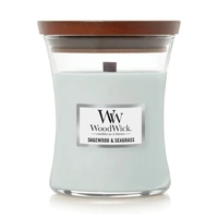 Woodwick Medium Candle - Sagewood & Seagrass