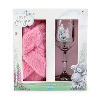 Tatty Teddy Me To You Slippers & Wine Glass Gift Set - Summer Meadows